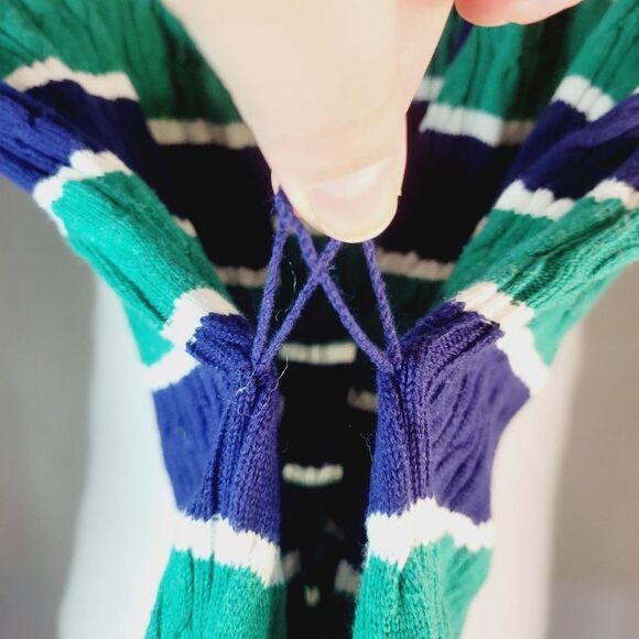 Land's End 100% Cotton Striped Multicolor Cardigan Sweater - Picture 7 of 9